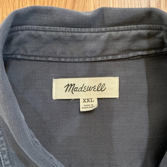 Madewell Men's Button Up Shirt XXL Washed Gray Cotton Utility Long Sleeve - Picture 4 of 8